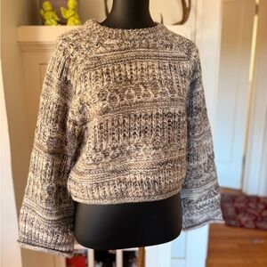 Chunky Knit Sweater in Gray and Cream